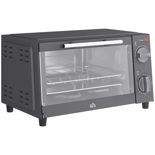 Photo of HOMCOM Mini Oven, 9L Countertop Electric Grill, Toaster Oven with Adjustable Temperature, Timer, Dishwasher Safe Baking Tray and Wire Rack, 750W, Grey in Grey colour on a white background