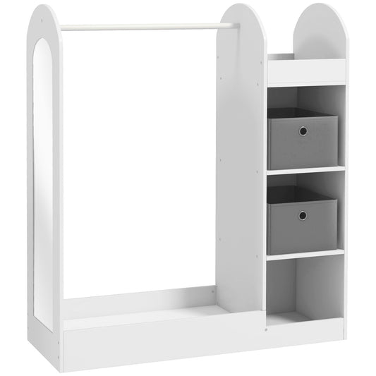 Photo of AIYAPLAY Kids Clothes Rail with Storage Shelf, Boxes, Mirror for Bedroom, Nursery, White in White colour on a white background