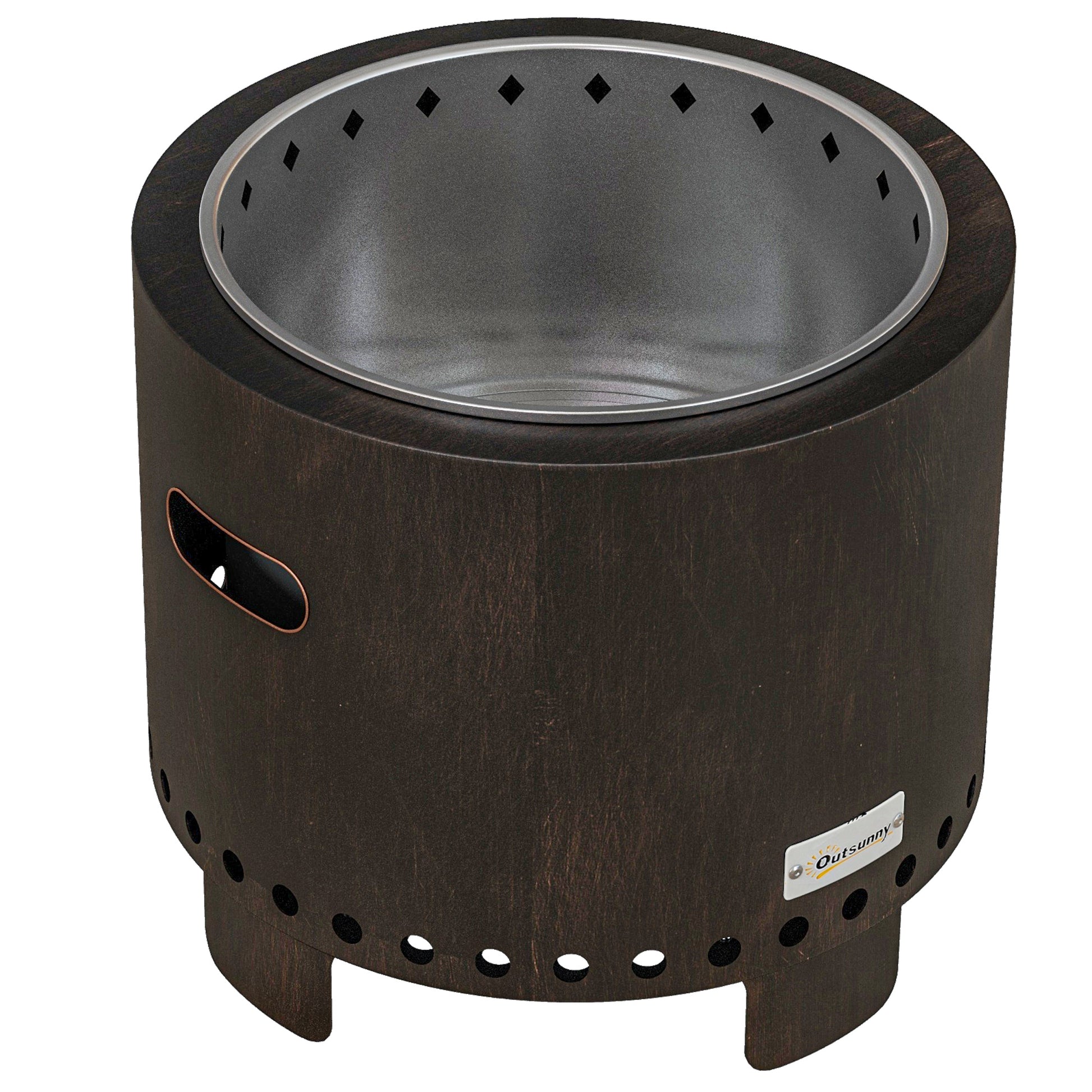 Photo of Outsunny Metal Wood-burning Smokeless Fire Pit, Black in Black colour on a white background