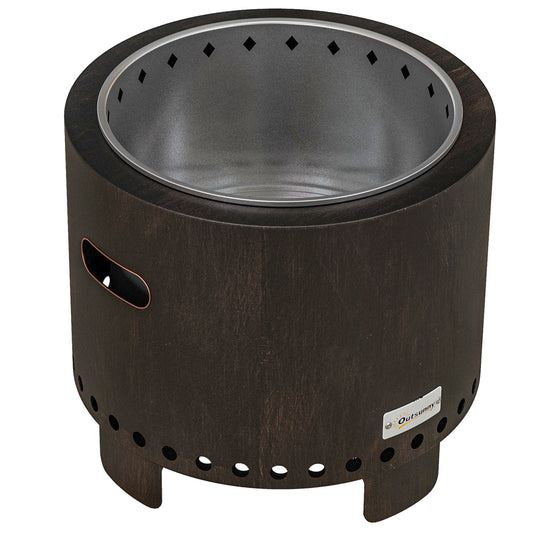 Photo of Outsunny Metal Wood-burning Smokeless Fire Pit, Black in Black colour on a white background