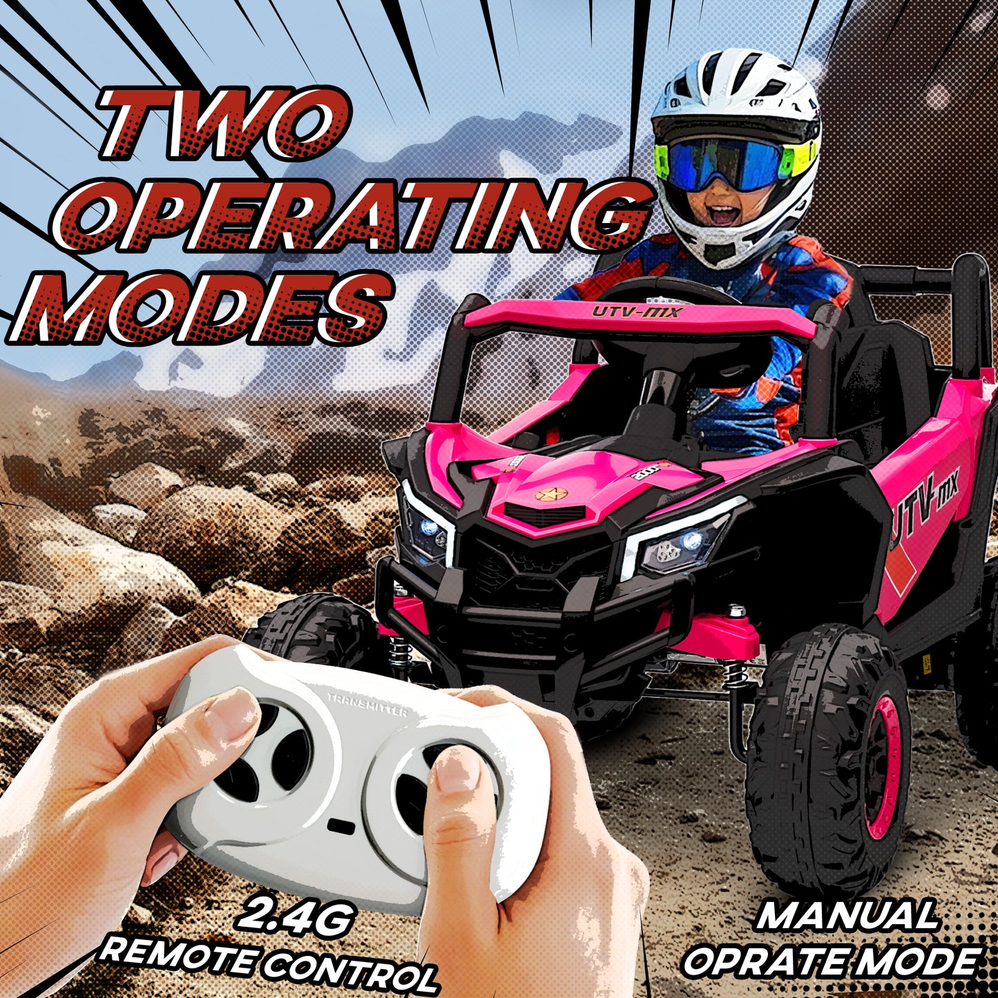 AIYAPLAY 12V Kids Ride On Car with Remote Control, Kids Electric Car with Suspension System, Music, for Kids 3-5 Years, Pink