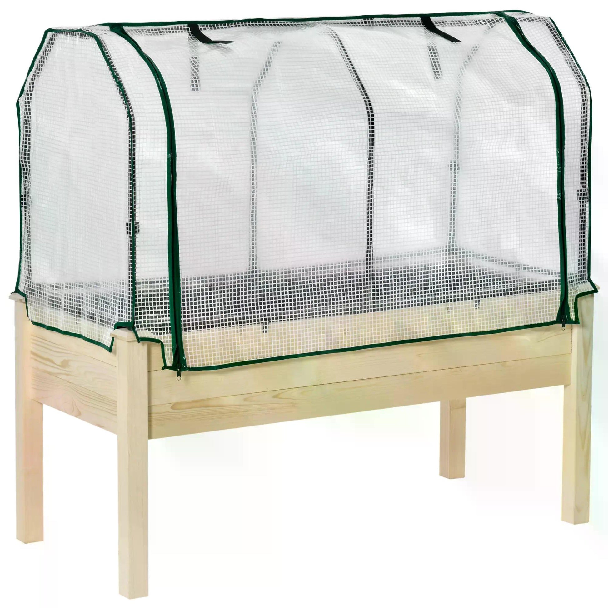 Photo of Outsunny Raised Garden Bed Outdoor Elevated Wood Planter Box w/ PE Cover, Natural in Natural colour on a white background