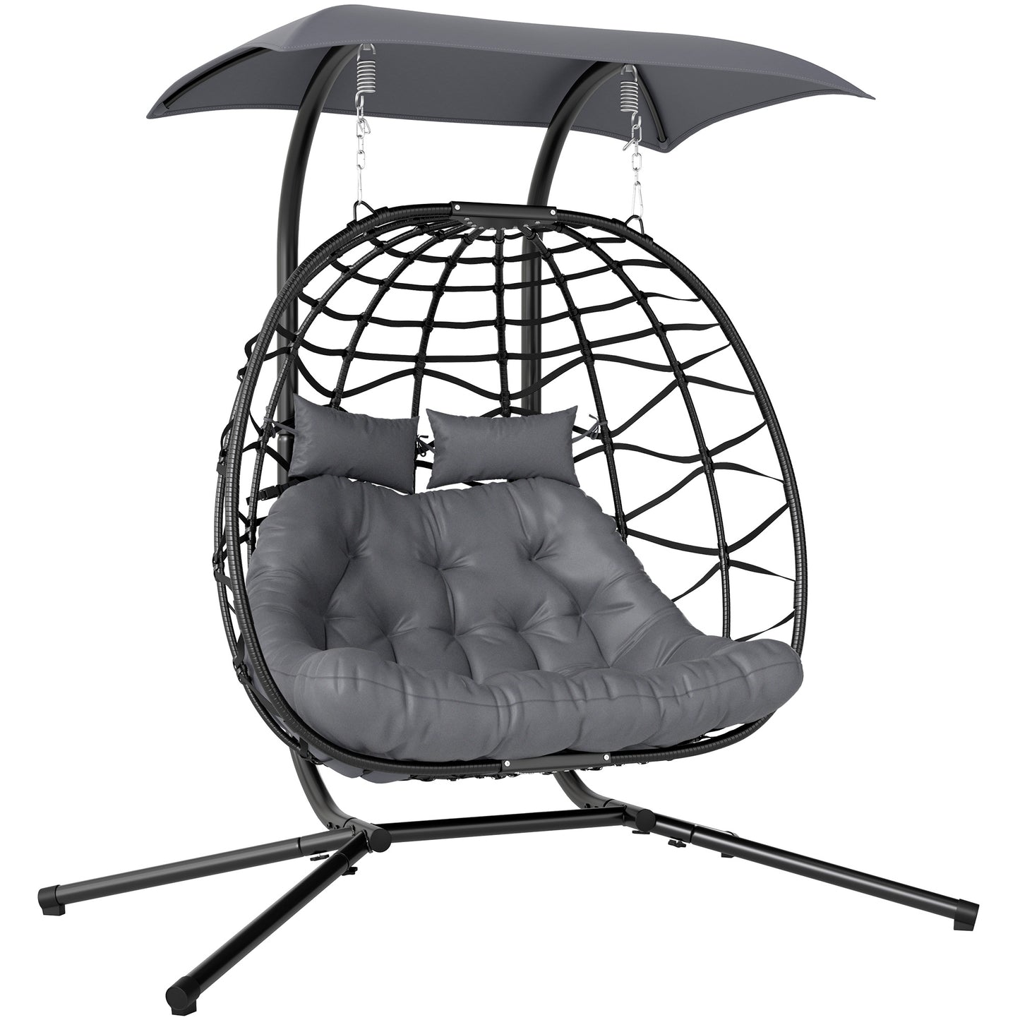 Photo of Outsunny Two-Seater Rattan Egg Chair - Black in Black colour on a white background