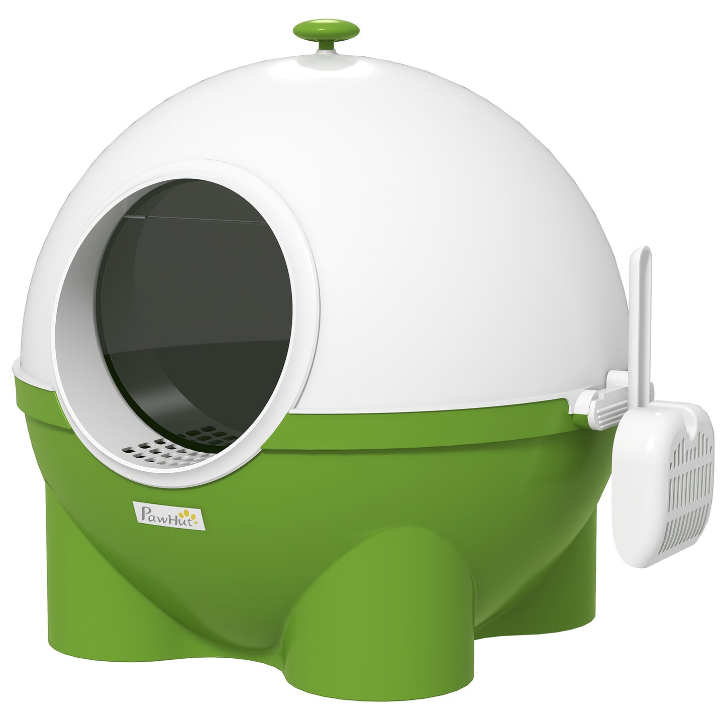 Photo of PawHut Large Cat Litter Box, with Scoop, Front Entrance, 53 x 51 x 48cm -Green in -Green colour on a white background