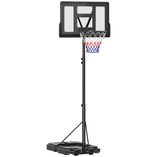 Photo of SPORTNOW 2.3-3.05m Basketball Hoop and Stand, with Weighted Base, Wheels, Black in Black colour on a white background