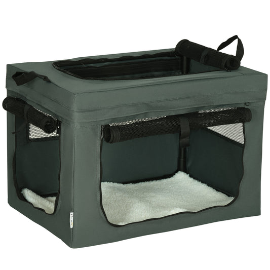 Photo of PawHut 60cm Pet Carrier, with Cushion, for Miniature Dogs - Grey in Grey colour on a white background