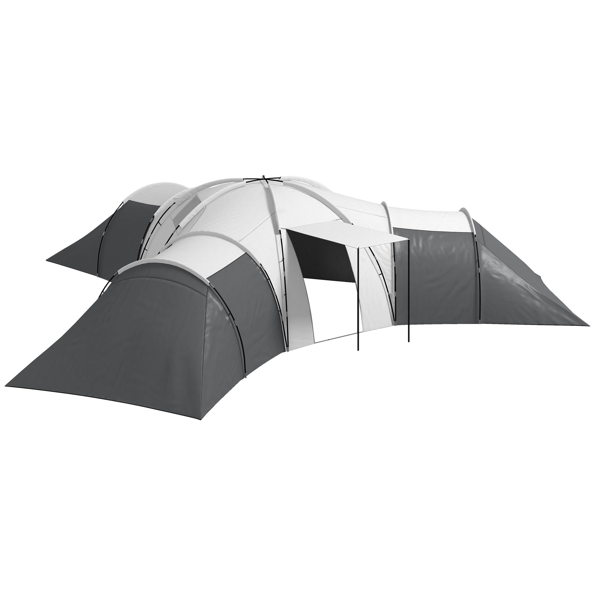 Photo of Outsunny 6-9 Man Tent with Bedrooms and Living Room, Accessories Included, Dark Grey in Grey colour on a white background