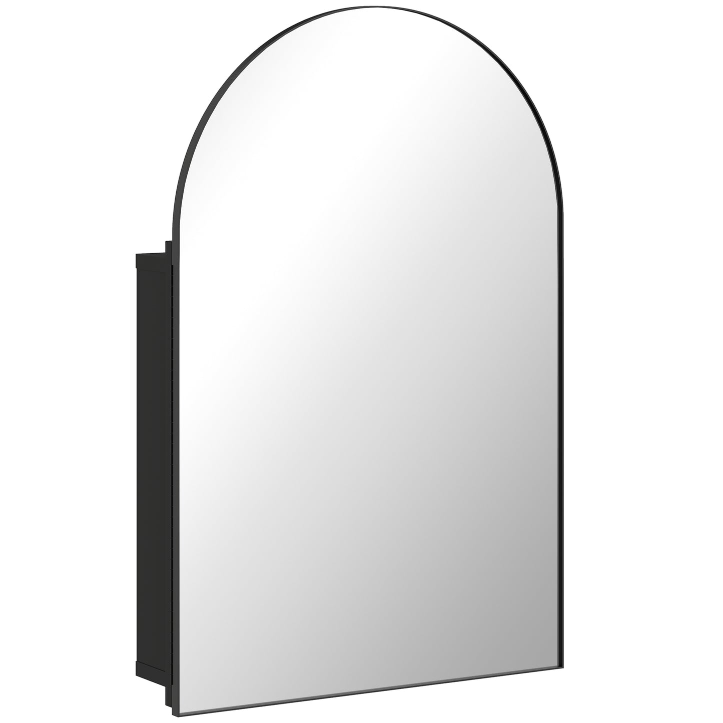 Photo of HOMCOM Bathroom Mirror Cabinet with Mirror, Arched Wall Mounted Bathroom Cabinet with Storage Shelves, Black in Black colour on a white background