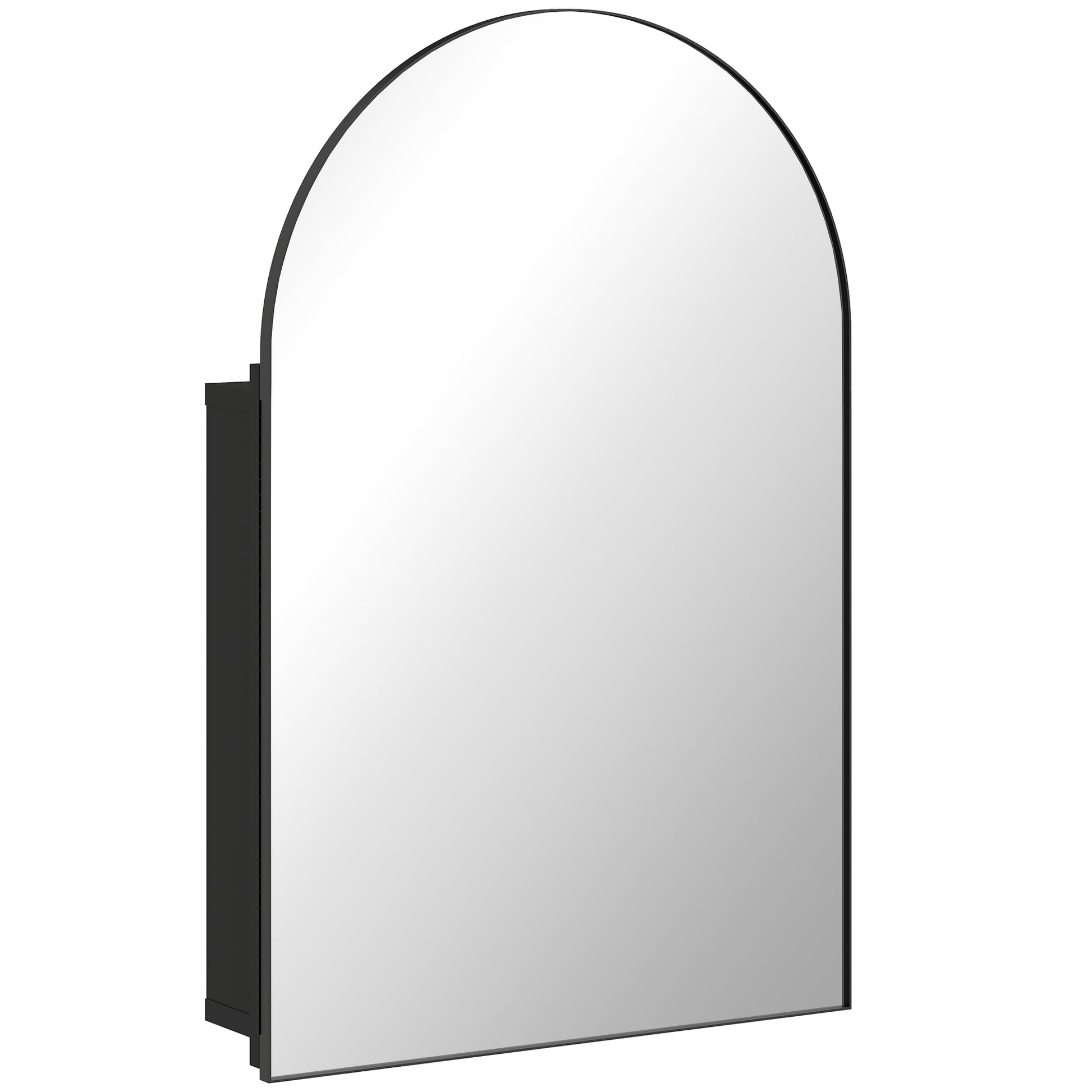 Photo of HOMCOM Bathroom Mirror Cabinet with Mirror, Arched Wall Mounted Bathroom Cabinet with Storage Shelves, Black in Black colour on a white background