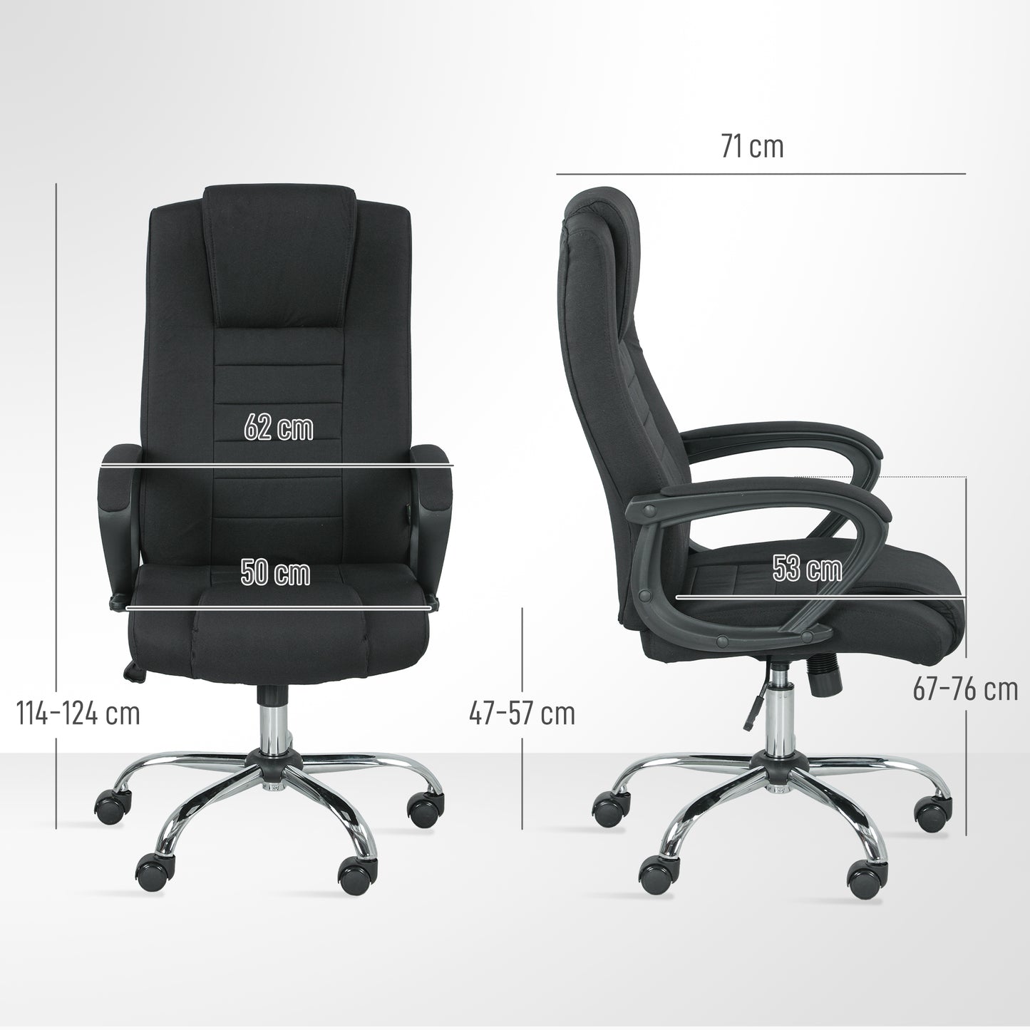 Vinsetto Linen-Look Swivel Office Chair - Black