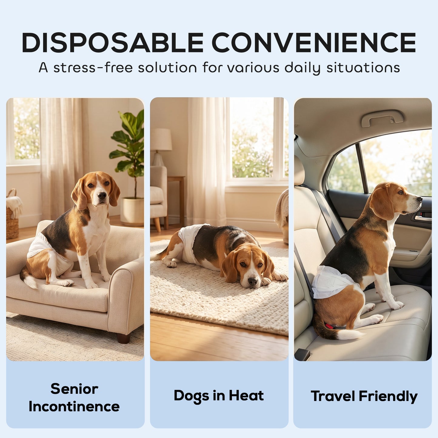 PawHut Dog Diapers Super Absorbent Leak-Proof Dog Nappies for Male Dogs Size M 45-64 cm Waist