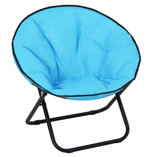 Photo of Outsunny Camping Moon Chair, Portable Folding Camping Chair for Adults with Wide Padded Oxford Seat for Outdoor Camp, Travel, Fishing, Beach, Blue in Blue colour on a white background