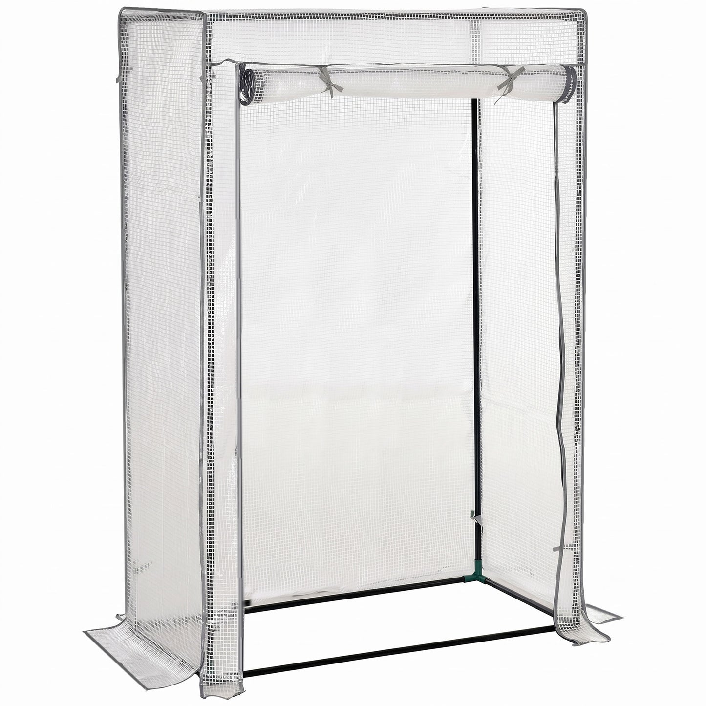 Photo of Outsunny 100 x 50 x 150cm Tomato Greenhouse with Roll-up Door, Mini Greenhouse with PE Cover, Outdoor Grow House Small Green House for Yard, Balcony, Garden, White in White colour on a white background