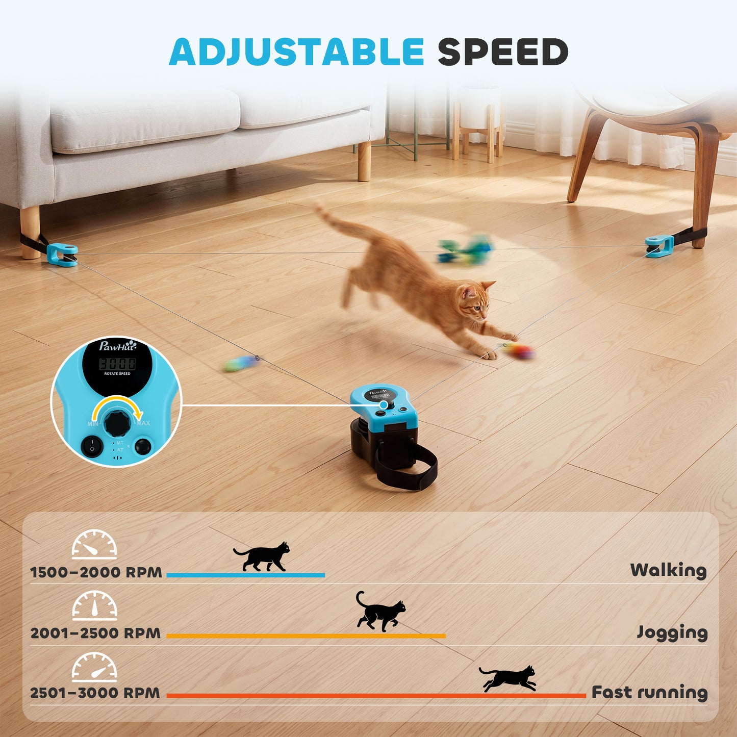 PawHut Interactive Cat Toy for Indoor Kittens & Adult with Adjustable Speed, DIY Track & Mouse Sound