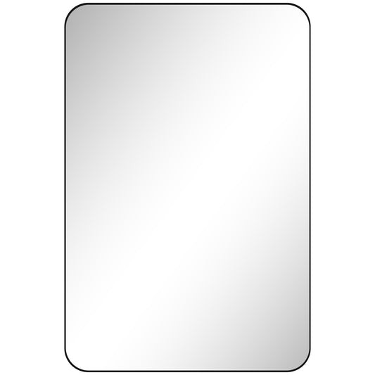 Photo of HOMCOM 90 x 60cm Curved Bathroom Mirror - Black in Black colour on a white background