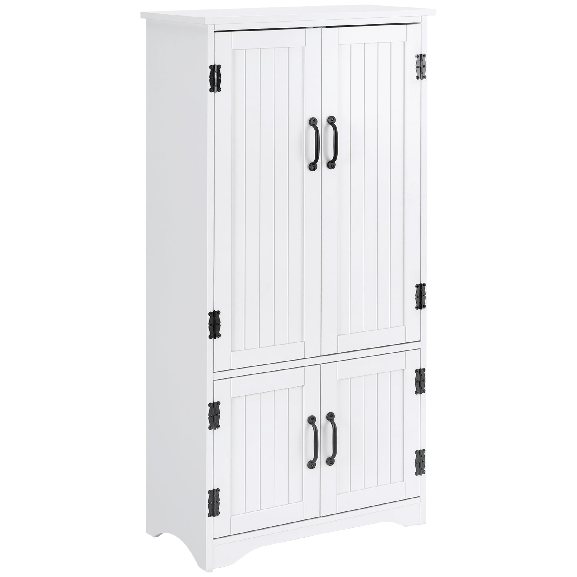 Photo of HOMCOM Accent Floor Storage Cabinet, Kitchen Cupboard Sideboard with Adjustable Shelves and 2 Lower Doors, White in White colour on a white background
