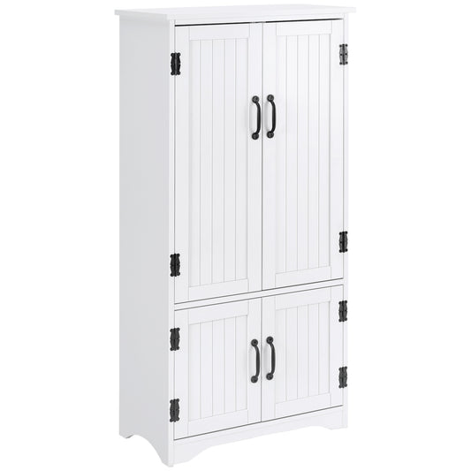 Photo of HOMCOM Accent Floor Storage Cabinet, Kitchen Cupboard Sideboard with Adjustable Shelves and 2 Lower Doors, White in White colour on a white background