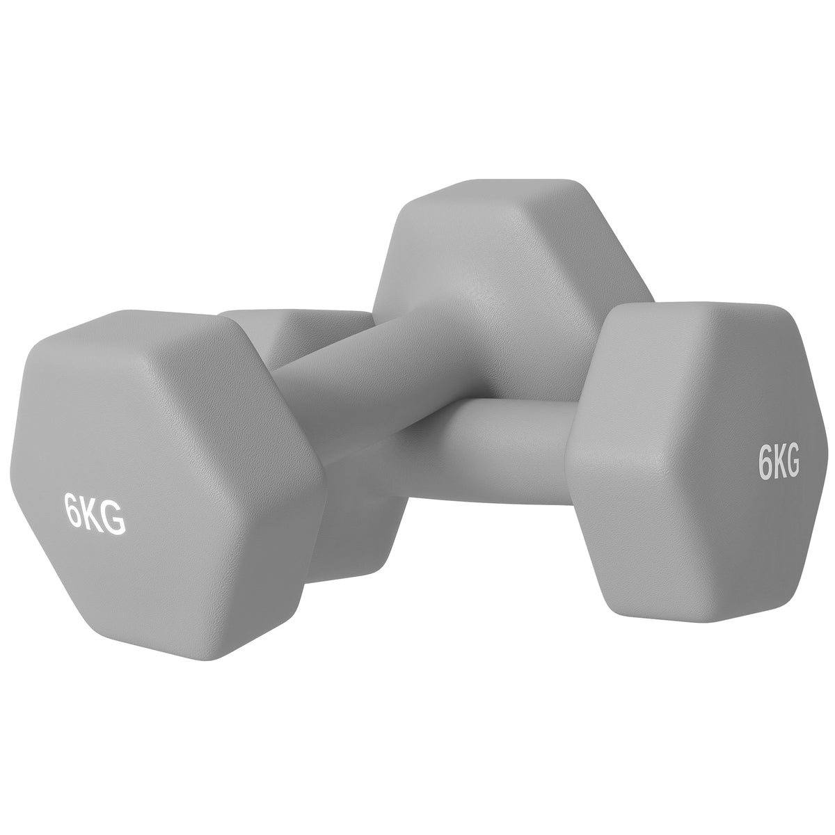 Photo of SPORTNOW 2 x 6kg Hexagonal Dumbbells Weights Set with Non-Slip Grip for Home Gym Workout, Grey in Grey colour on a white background