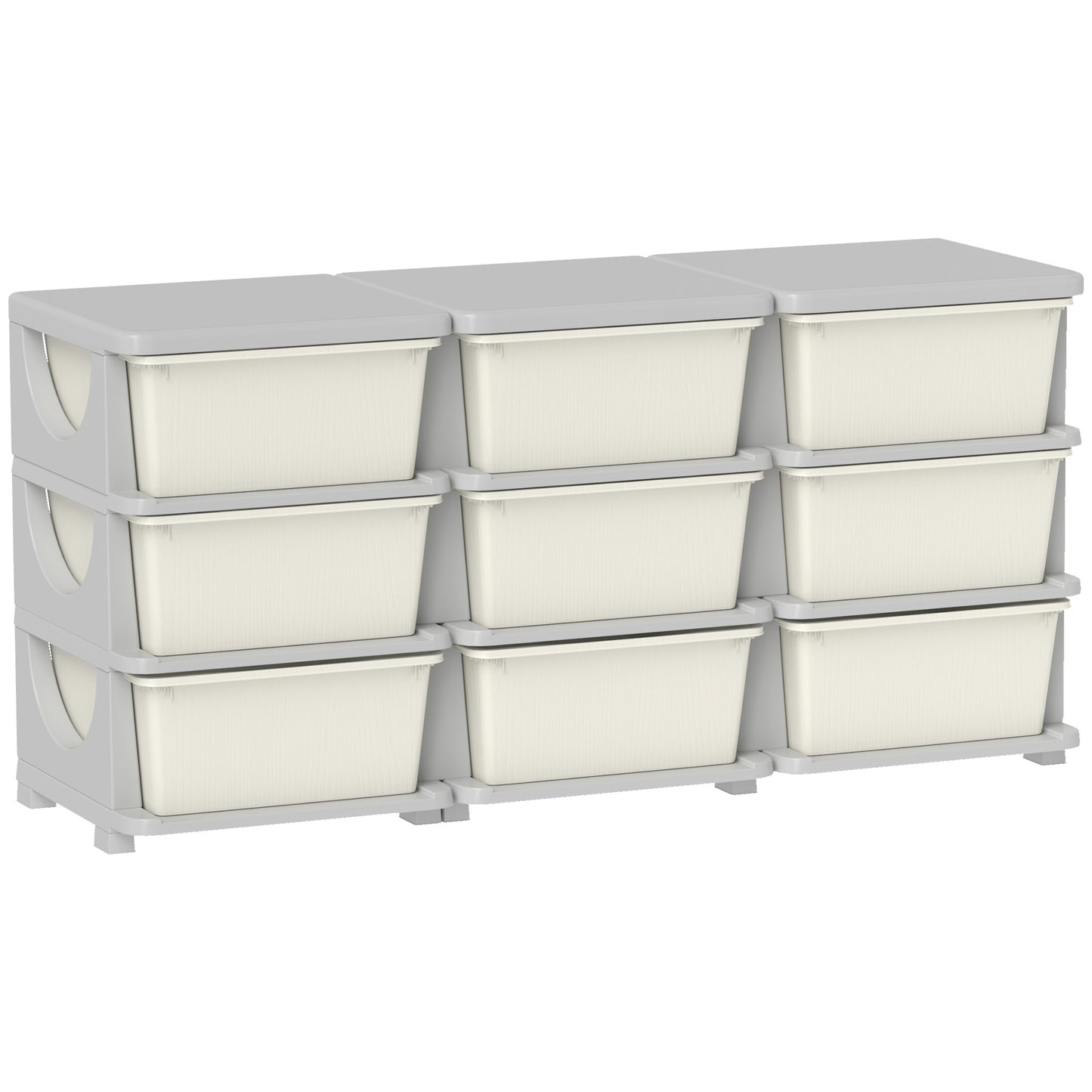 Photo of HOMCOM Kids Storage Unit, with Nine Drawers - Cream in Cream colour on a white background
