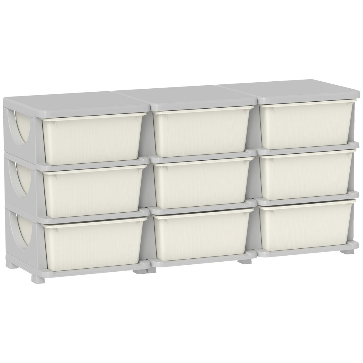 Photo of HOMCOM Kids Storage Unit, with Nine Drawers - Cream in Cream colour on a white background