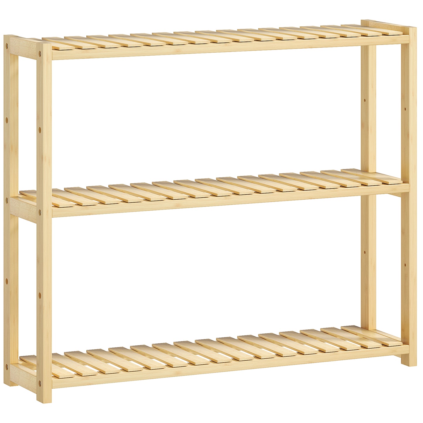 Photo of HOMCOM Three-Tier Bamboo Bathroom Rack - Natural Finish in Finish colour on a white background