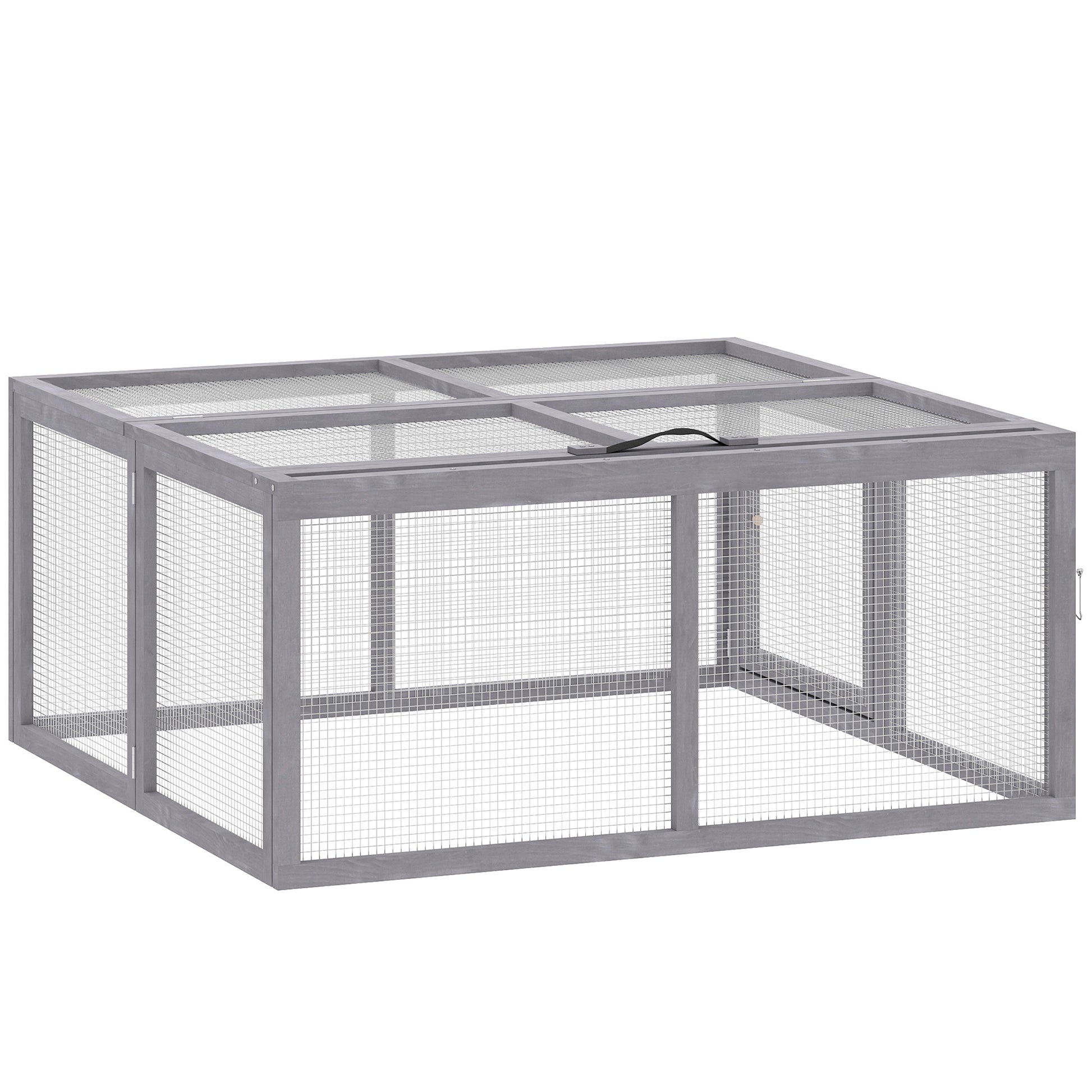 Photo of PawHut Rabbit Hutch Outdoor, Foldable Guinea Pig House with Openable Top, for 3 Bunnies, Ducks, Chickens, 110 x 105 x 50 cm in cm colour on a white background