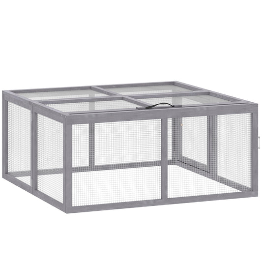 Photo of PawHut Rabbit Hutch Outdoor, Foldable Guinea Pig House with Openable Top, for 3 Bunnies, Ducks, Chickens, 110 x 105 x 50 cm in cm colour on a white background