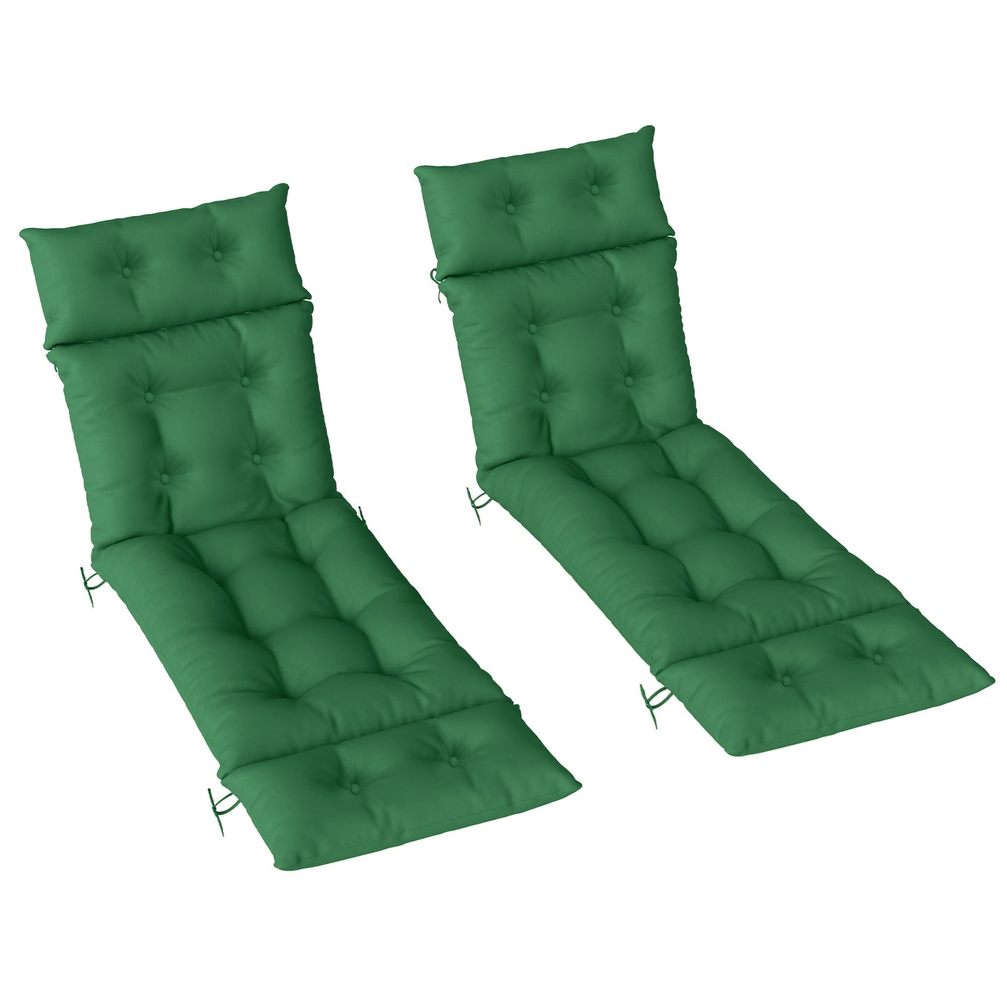 Photo of Outsunny Set of Two 190 x 56cm Sun Lounger Cushions - Green in Green colour on a white background