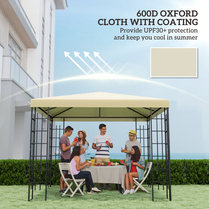 Cream Oxford cloth gazebo canopy with coated fabric