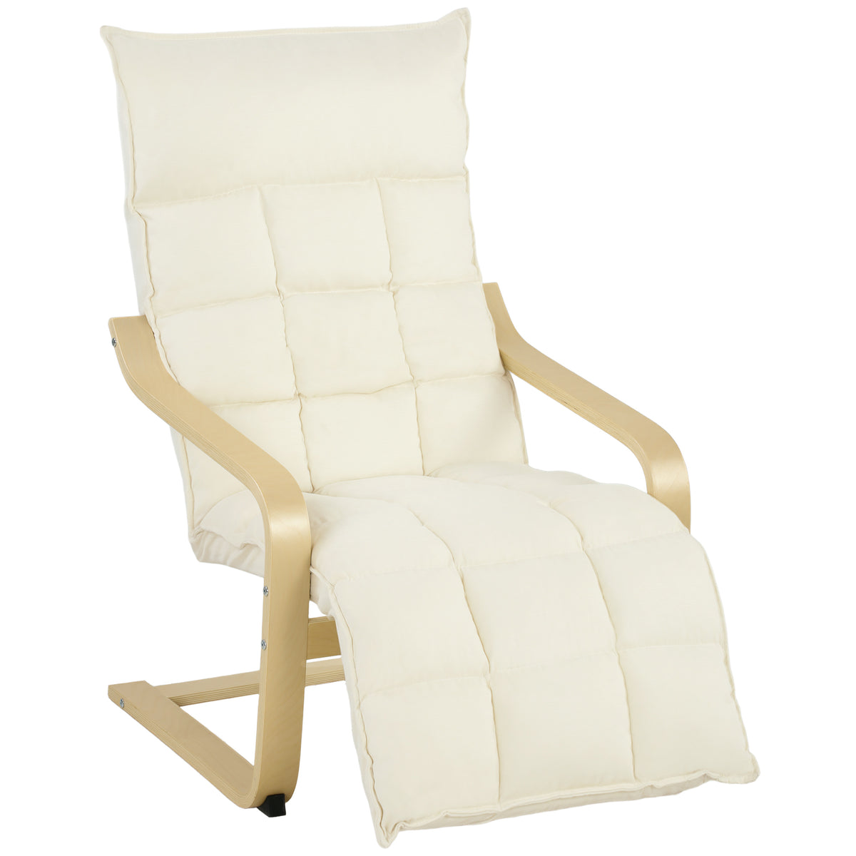 Photo of HOMCOM Modern Accent Chair, Leisure Lounge Chair Armchair with Footrest, Plush Cushion, Curved Legs and Arms, Cream White in White colour on a white background