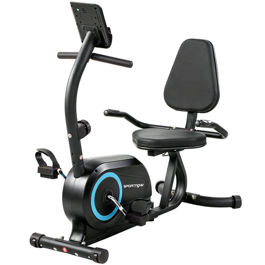 Photo of SPORTNOW Recumbent Exercise Bike for Home, Stationary Bike with Bluetooth, App Connectivity, Quiet 8-Level Magnetic Resistance in Resistance colour on a white background