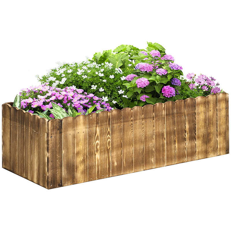 Photo of Outsunny 109L Raised Garden Bed, Wooden Rectangle Planter Box, Outdoor Herb Vegetable Flower Pot (100L x 40W x 30H cm) in cm) colour on a white background