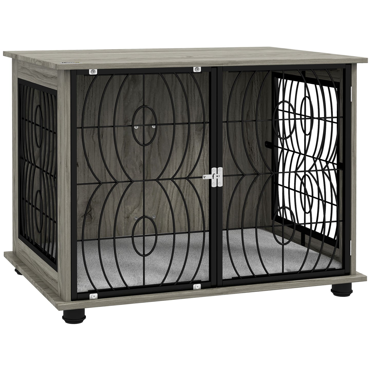 Photo of PawHut Indoor Dog Crate Furniture End Table w/ Plush Washable Cushion, Lockable Door, for Medium Dogs in Dogs colour on a white background