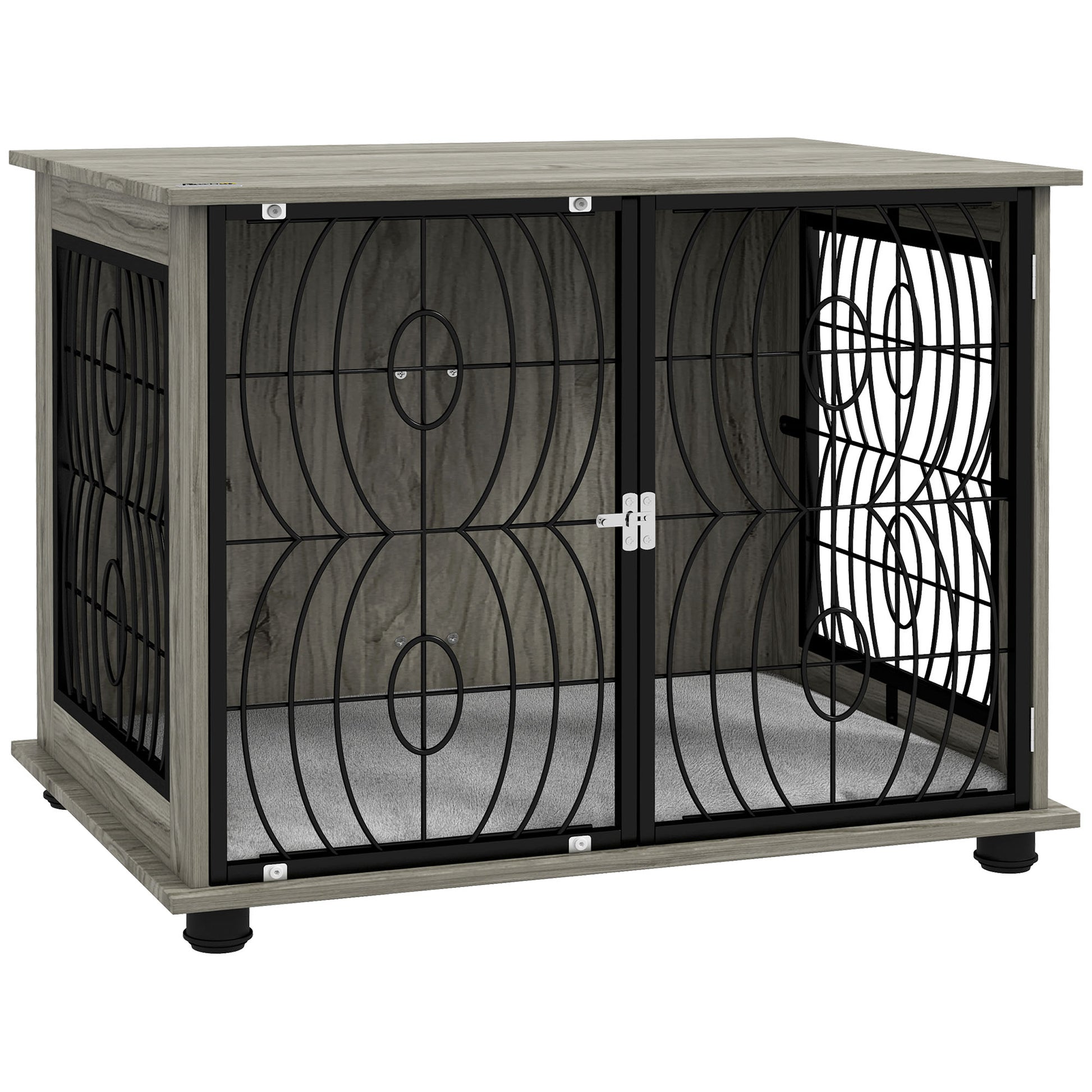 Photo of PawHut Indoor Dog Crate Furniture End Table w/ Plush Washable Cushion, Lockable Door, for Medium Dogs in Dogs colour on a white background