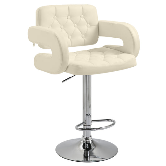 Photo of HOMCOM PU Leather Upholstered Swivel Bar Stool, Height Adjustable with Back, Armrest, Footrest, Beige in Beige colour on a white background