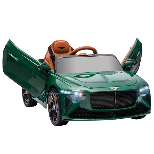 Photo of HOMCOM Bentley Bacalar Licensed 12V Kids Electric Car, with Remote Control, Horn, Lights, Music, Suspension Wheels, Green in Green colour on a white background
