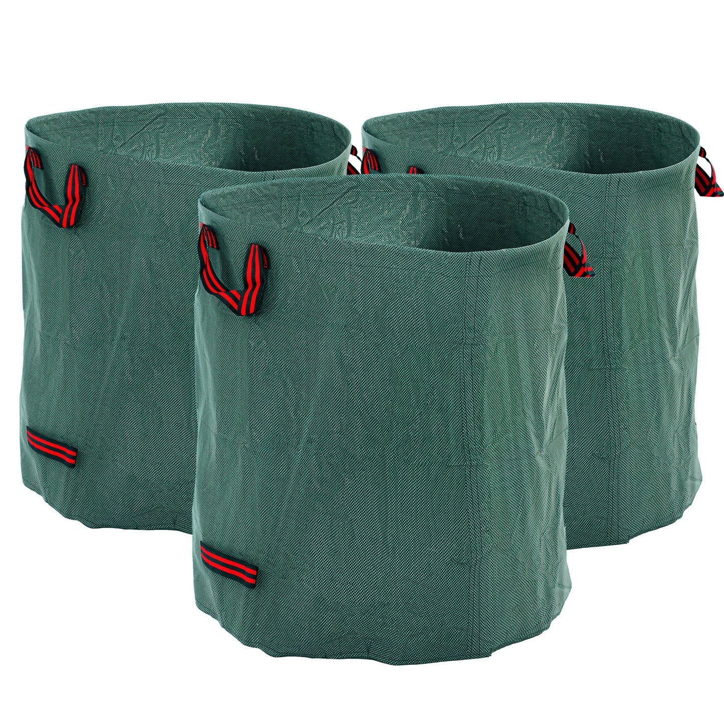 Photo of Outsunny Garden Waste Bags, 272L x 3 Heavy Duty Garden Bags, Foldable and Reusable Waste Sacks with Handles for Loading Leaf, Trash, Debris, Green in Green colour on a white background