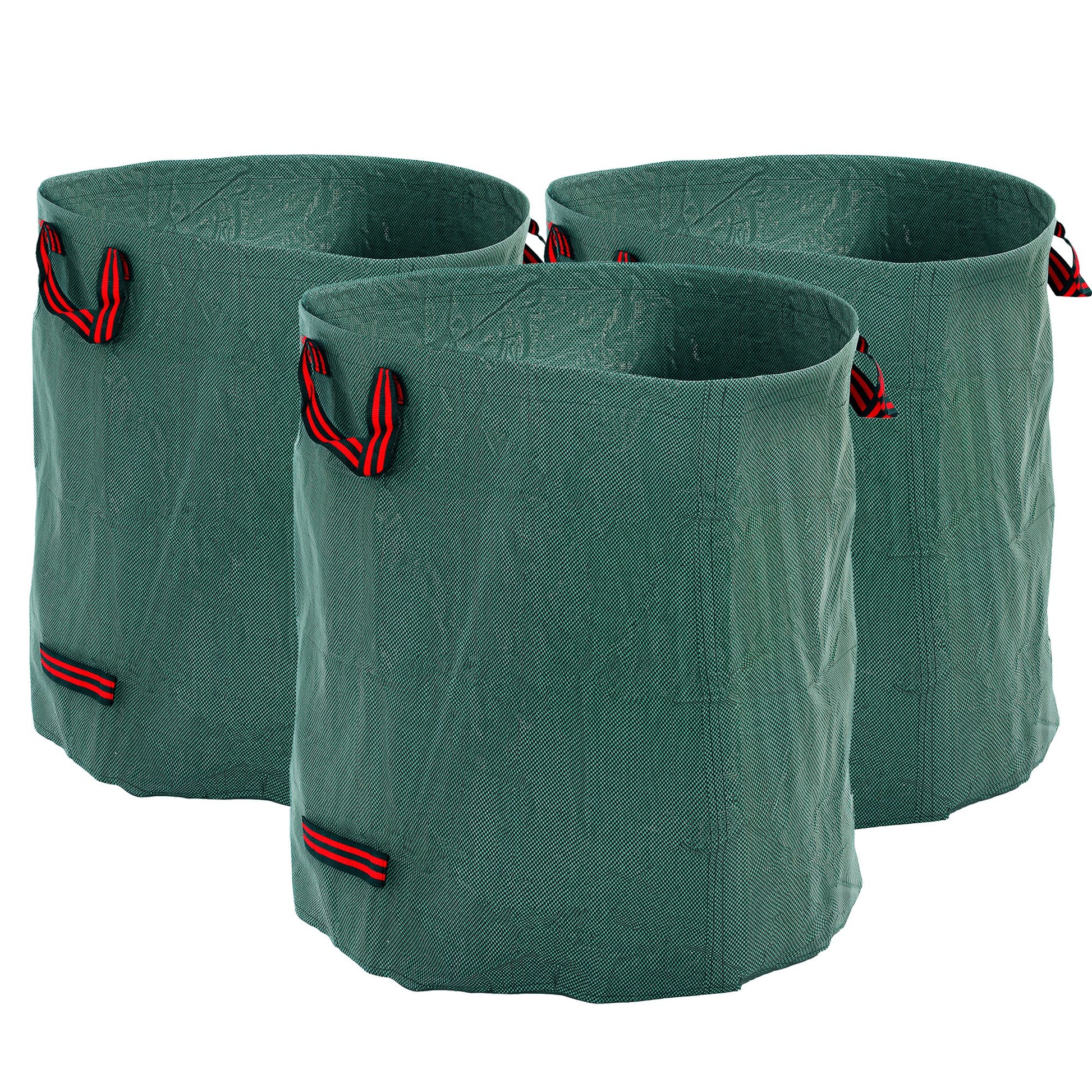 Photo of Outsunny Garden Waste Bags, 272L x 3 Heavy Duty Garden Bags, Foldable and Reusable Waste Sacks with Handles for Loading Leaf, Trash, Debris, Green in Green colour on a white background