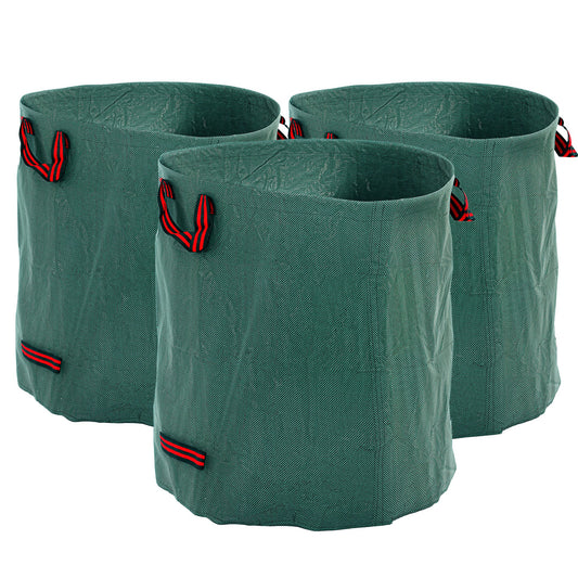 Photo of Outsunny Garden Waste Bags, 272L x 3 Heavy Duty Garden Bags, Foldable and Reusable Waste Sacks with Handles for Loading Leaf, Trash, Debris, Green in Green colour on a white background