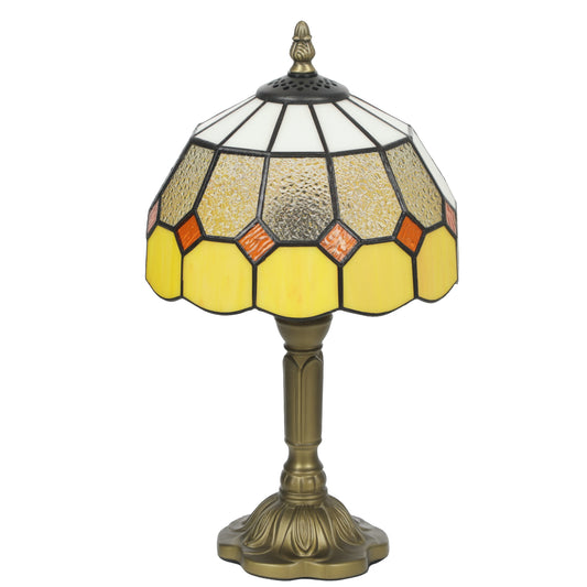 Photo of HOMCOM Handmade Art Deco Glass Table Lamp - White/Orange in White/Orange colour on a white background