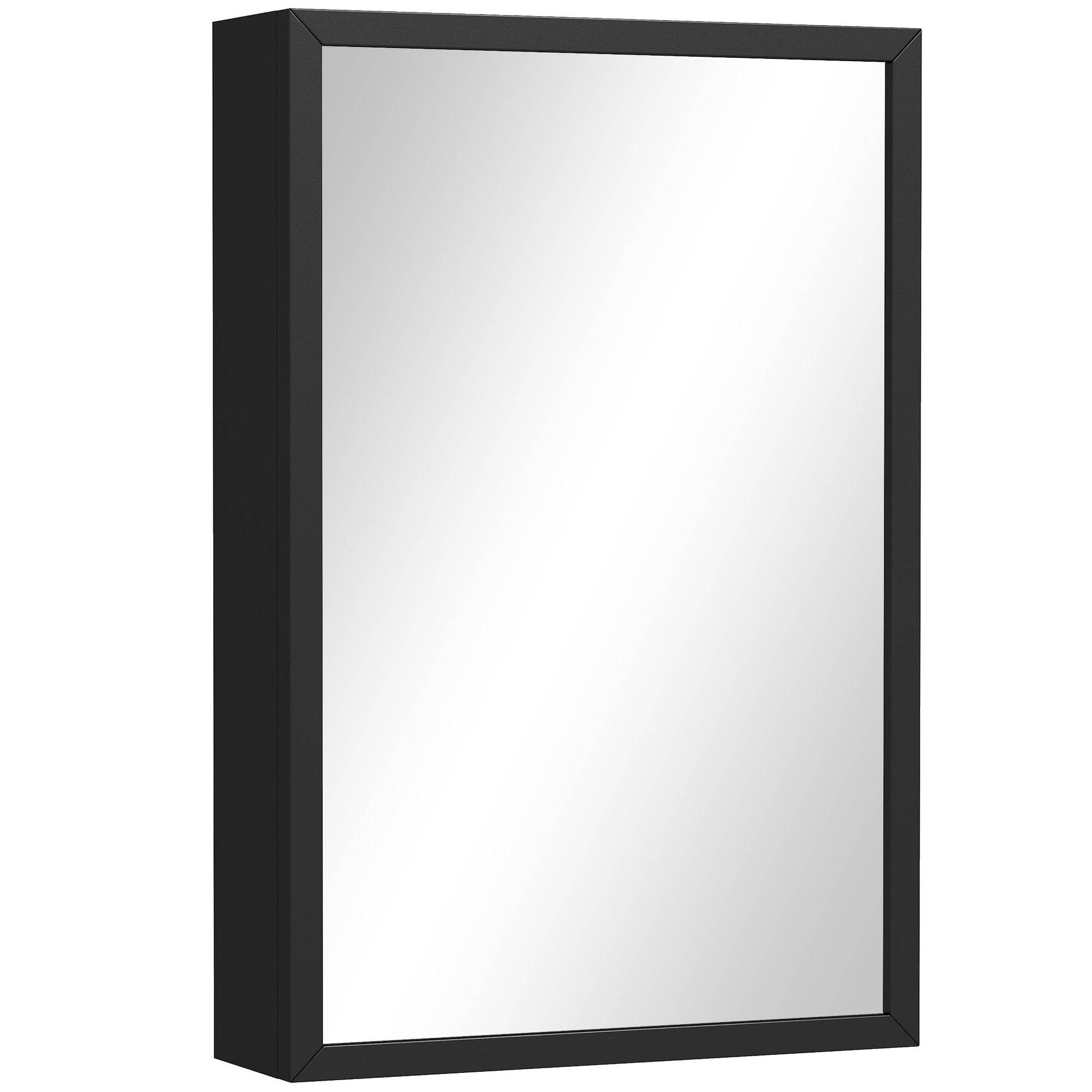 Photo of kleankin Bathroom Cabinet with Mirror, Wall Mounted Bathroom Mirror Cabinet with Storage Shelves, 40 x 12 x 60 cm, Black in Black colour on a white background