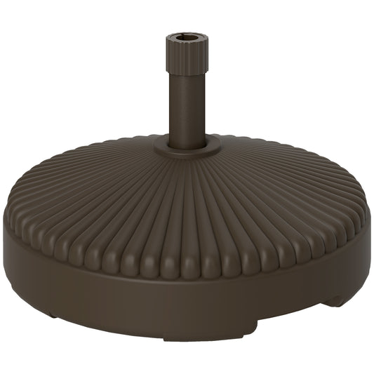 Photo of Outsunny Garden Parasol Base Holder, 28kg Sand Filled, 23kg Water Filled, Sun Umbrella Base Outdoor Umbrella Stand Weight, Brown in Brown colour on a white background
