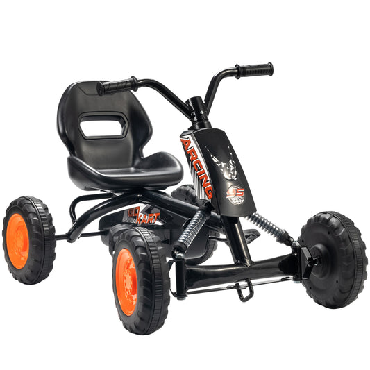 Photo of AIYAPLAY Kids Pedal Go Kart with Steel Frame, Sporty Design, for Ages 2-5 Years, Black in Black colour on a white background