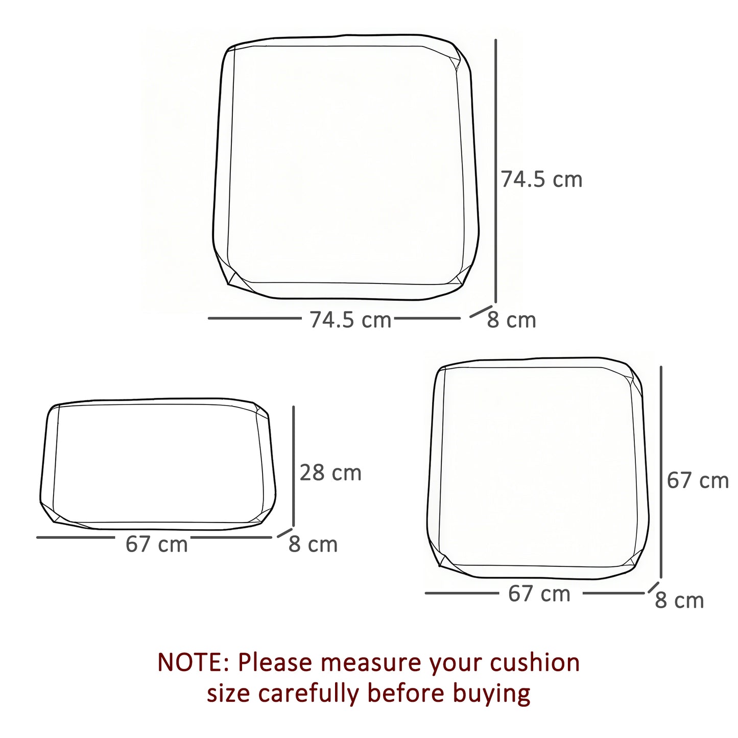 Outsunny Cushion Cover Replacement Garden Rattan Patio Furniture Seat Cover