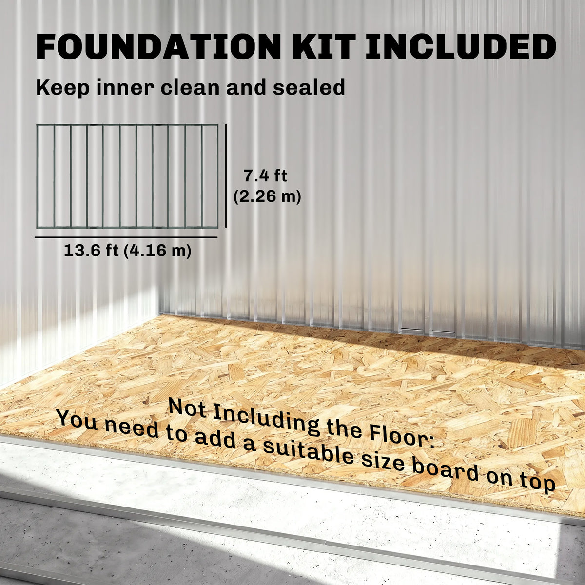 Outsunny shed interior showing foundation frame and floor space