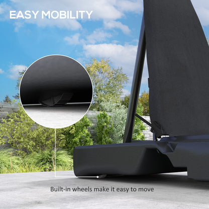 Basketball hoop wheeled base with a close-up of the built-in wheels