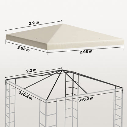 Cream gazebo canopy top with 2.98 m sides and 2.2 m center height