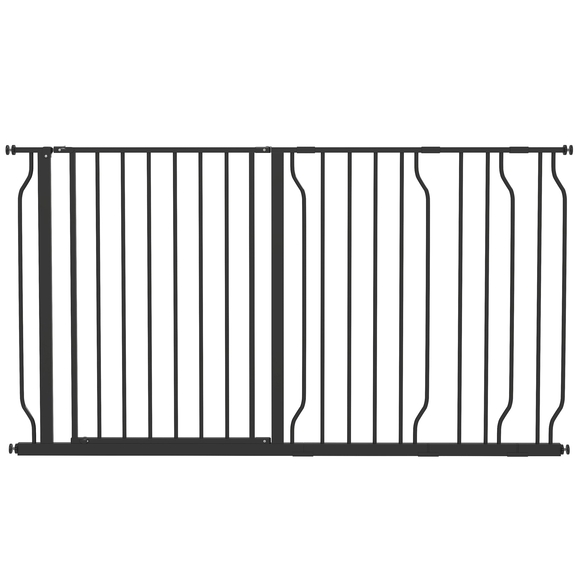 Photo of PawHut Extra Wide Dog Safety Gate, with Door Pressure, for Doorways, Hallways, Staircases - Black in Black colour on a white background