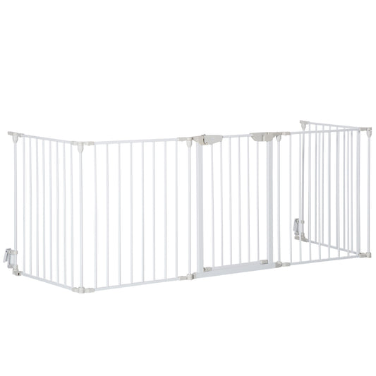 Photo of PawHut 5 Panels Pet Playpen Metal Fence w/ Walk Through Door - White in White colour on a white background