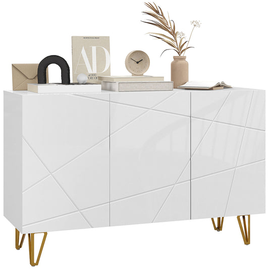Photo of HOMCOM Modern Luxe High Gloss Sideboard, with Hairpin Legs - White in White colour on a white background